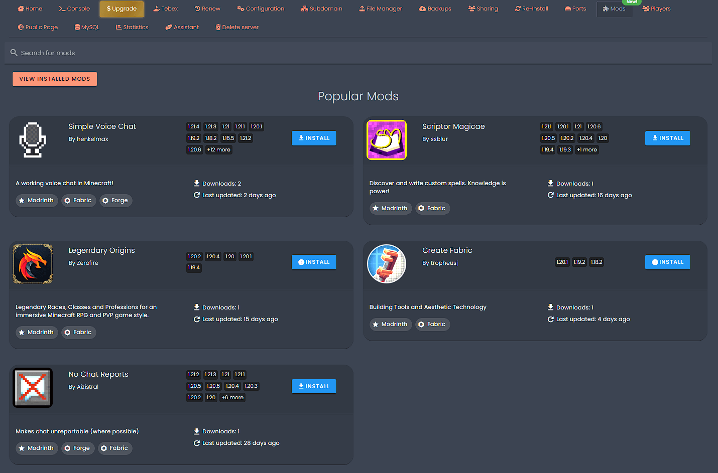 FreeMCServer v2.27.20: Mods Tab is Here!
